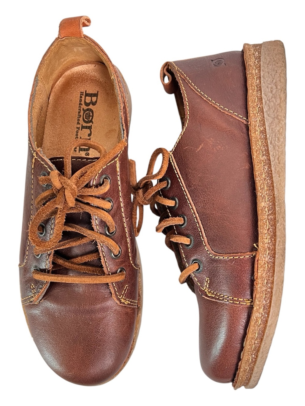 Børn Isadora Brown Leather Lace Up Sneakers Women's 8 Handcrafted Casual Shoes